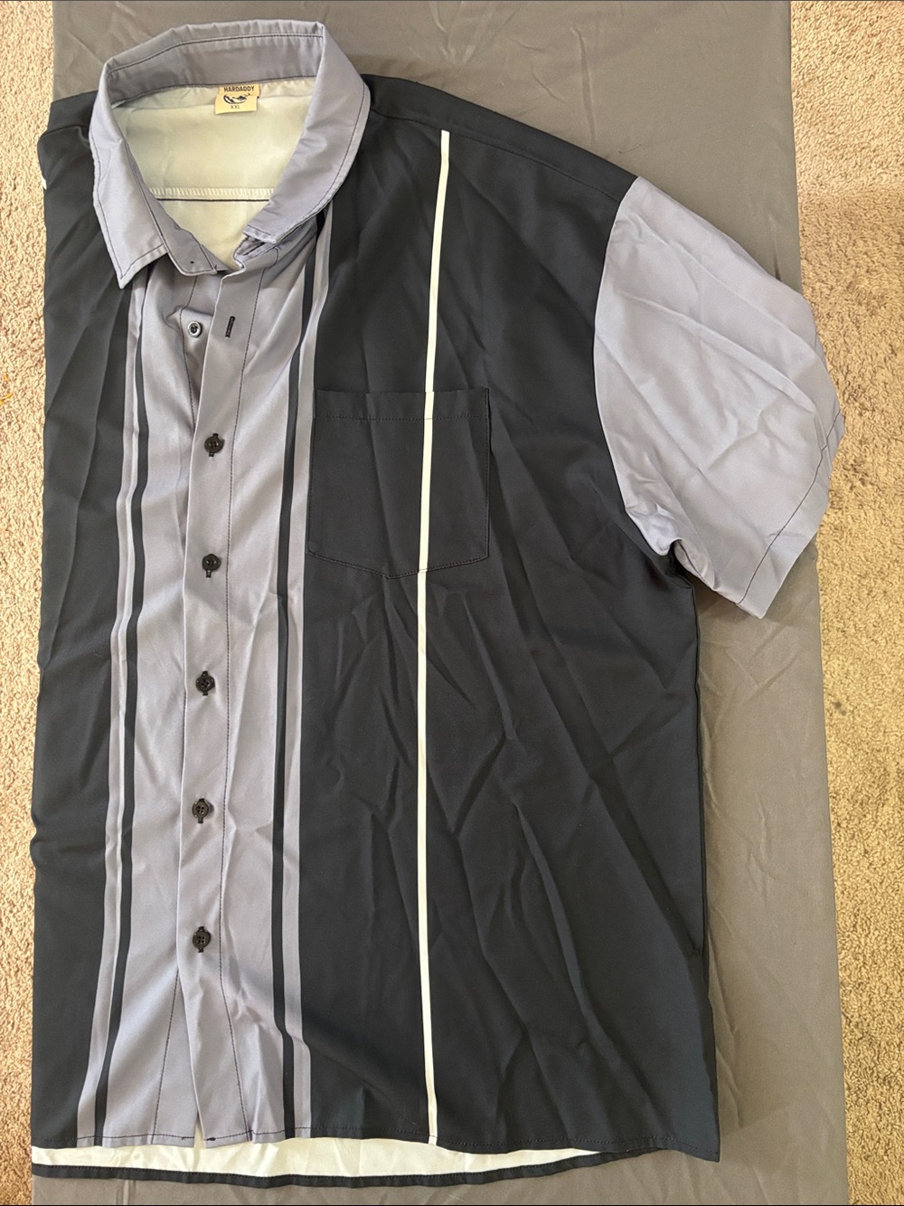 Hardaddy Mens XXL striped short sleeve button up shirt with pocket